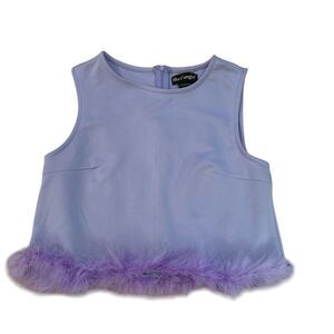 Lavender Sleeveless Top with Feather Trim